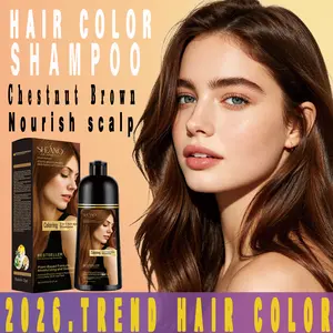 Natural Hair Dye Shampoo 3 in 1, 2026 New Hair Trends,Chestnut Brown,Ginseng Herbal Formula, Effective Gray Hair Coverage