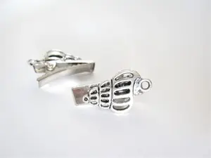 2 extra tiny small silver seashell metal alligator hair clip for fine thin hair