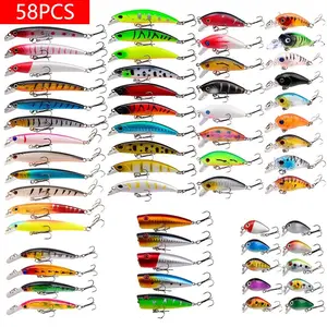 Fall Mixed Mini Fishing Lure Set, Fishing Lures Kit, 58pcs/set Mini Lures with Hook, Tackle Stuff, Fishing Accessories for Outdoor Fishing, Outdoor Recreation Equipment, Tackle Supplies