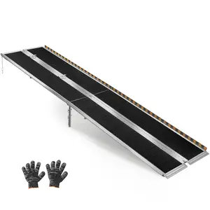 【fathersdaygift】VEVOR Portable Wheelchair Ramp, 10FT, Non-Slip Aluminum Folding Handicap Ramp for Wheelchair, 800 lbs Capacity, Door Threshold Ramps for Home Steps, Stairs, Entry, Threshold, Doorways, Scooter, Curbs