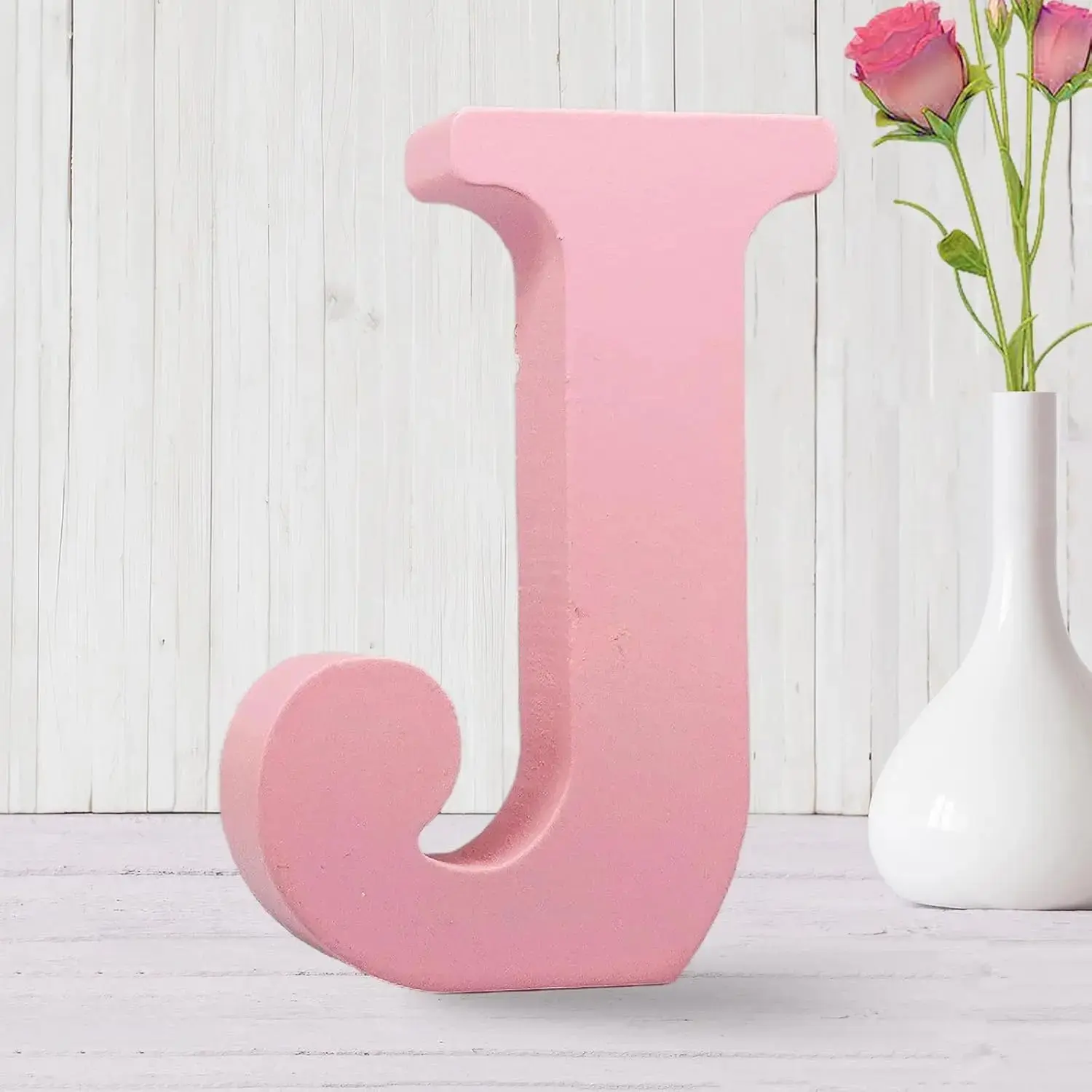 6 Inch Pink Wood Letters Unfinished Wooden Letters for Wall MAGA Decorative Standing Letters Slices Sign Board for Crafts Christmas Decoration Home Party Projects (J)