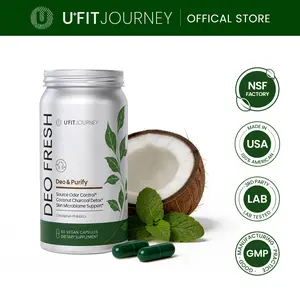 U+FITJOURNEY DEO FRESH – 2 Months Supply – Full Body Deodorant Chlorophyll Pill With Zinc & Coconut Charcoal & Skin Probiotics | Gut & Skin Microbiome Balance | Dietary Supplement | 60 Capsules