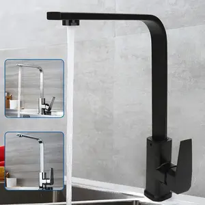 Stainless Steel Kitchen Faucet, Dual Temperature Use, Rotatable Seven-Word Square Splash Guard, Splash Proof Faucet, Ideal for Vegetable Sink, Home Use