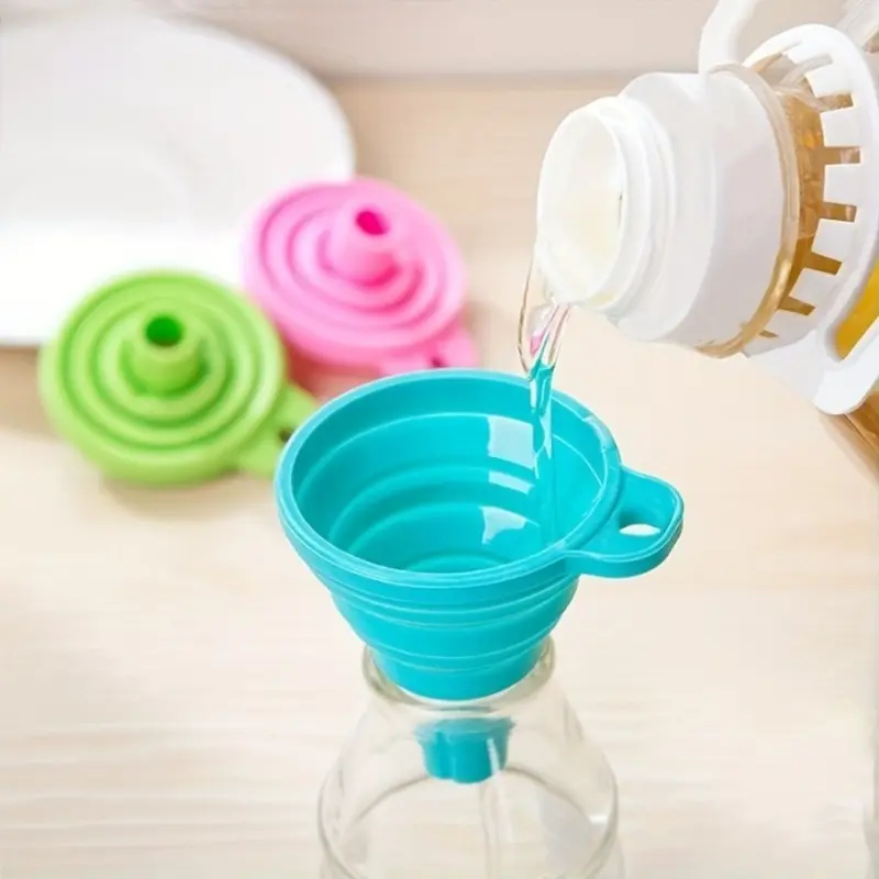 1/3pcs, Funnel, Mini Funnel, Silicone Collapsible Funnel, Foldable Funnels For Water Liquid Oil, Kitchen Gadgets Accessories, Kitchen Utensils, Equipment, Apartment Essentials, College Dorm Essentials, Back To School Supplies