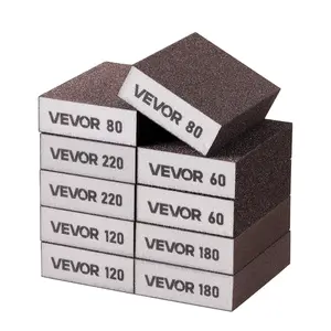 VEVOR Sanding Sponge, 10 Pcs, 60/80/120/180/220 Grit Assortment(2 Each), Washable and Reusable Sanding Blocks for Dry & Wet Use, Coarse to Fine Sandpaper Blocks, for Drywall Wood Metal Furniture