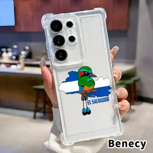 Phone Case for Samsung Galaxy S25 S24 S23 Plus FE S22 Ultra Salvadoran Bird Emblem Four Corners Air Cushion Pattern Anti-drop Transparent Non-Yellowing Silicone Cover