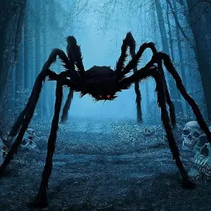 6.5ft Halloween Spider Outdoor Decorations, Scary Giant Large Spider Props for Halloween Outside Decor, Indoor Party Supplies and Yard Lawn Decoration, Black