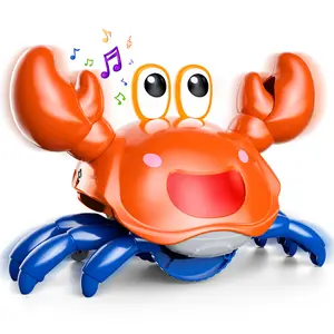 Electric Crawling Crab Toy, Automatic Avoidance Walking Sensory Toy with Music, Interactive Musical Toy, Summer Water Gift, Birthday /Christmas/New Year Gift Play