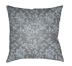 Livabliss DK030-2222 Moody Damask Large Throw Pillow, 22x22x5 in., Blue, Water Resistant, Indoor/Outdoor Safe, Line Dry
