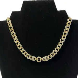 Hermosa Gargantilla Style Cubana Gold Laminated 14K Necklace Classic Chain Design