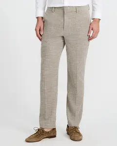 Express Slim Textured Brown Houndstooth Suit Pant