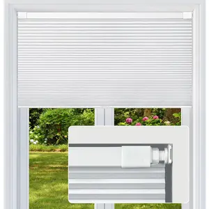 Cordless Cellular Shades No Drill No Tools Honeycomb Window Blinds Blackout Light Blocking Thermal Insulation Blinds Easy to Install White 24" W x 48" H