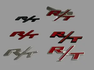 3D R/T Emblem for Front Grille Trunk Rear Side Fender RT Badge Nameplate Letter Metal Alloy Red Black Chrome Black Red Mette Glossy