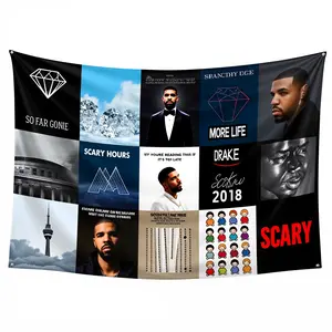 Rapper Flag Tapestry Music Album Cover Collage Tapestry Wall Hanging College Dorm Wall Decor Room Flags Wall Art Home Decor for Bedroom Living Room，Enjoy priority shipping