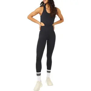 Free People Movement Black Back It Up One Piece Cut Out Outfit Size XS