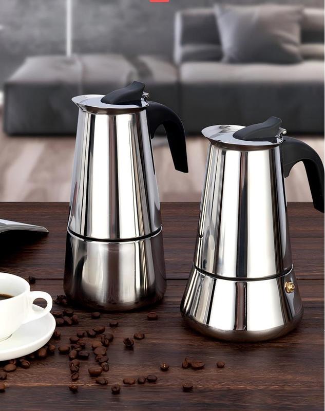 Cross-border Stainless Steel Coffee Pot Mocha European Espresso French Coffee Pot for Home and Office Use