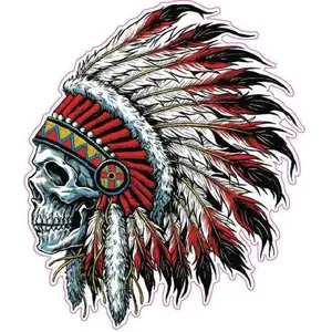Indian Skull Version 2 LEFT Facing Decal Decor Decorative