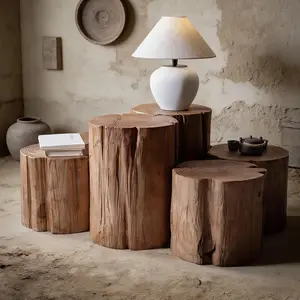 Natural Log Stump Stool & Organic Side Table