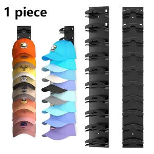Hat Storage Box for Baseball Caps 1-Pack, Storage Hooks, Wall-Mounted Hat Rack with Strong Adhesive, Holds Up to 20 Hats, Hat Hanger for Door Cabinet, Hat Storage Multi-Level Rack, Two Installation Options (Black), Multi-Level Adjustable