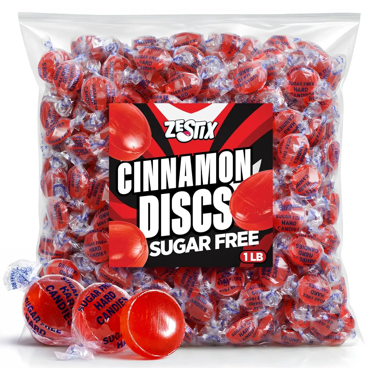 Sugar Free Cinnamon Hard Candy, 1 lb. Bag – Individually Wrapped Cinnamon Candy Discs, Old Fashioned Sugarless Candy for Candy Bowls, Office Snacks & Sharing