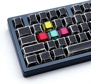 Black Manga Shine Through Keycaps, 135 Keys Dye Sublimation Cherry Profile PBT Keycap Set, Anime Custom Gaming Keycaps for ISO ANSI Layout Mechanical Keyboard