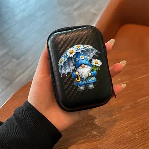 Rainy Garden Goblin Pattern Eva Hard Edge Headphone Cable Charger Box, Office & Travel Essential, Durable Portable Storage Case