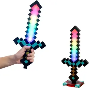 Diamond Sword Lamp - 15 Inch USB Powered LED Night Light with 11 Color Effects - Home Bedroom Living Room Office Decor - Suitable Ambient Glow -Children's Bedroom Desktop Lamps - Gift for Kids Game Lovers - Game Room Decor