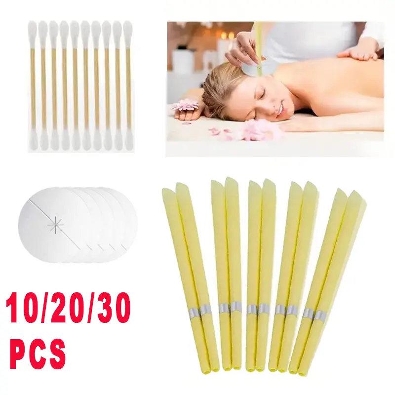 10/20/30 Pcs Ear Wax Removal Candles - Plain Candles Cotton Swabs Protective Candles Set - Ear Wax Removal Kit