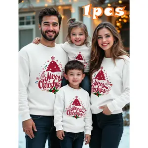 1pc Men's Christmas Family Matching Sweater - Round Neck Pullover with Festive Sweaters for Dad & /Couple Sets, Machine Washable Casual Holiday Outfits