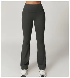 Women Fashion Dance Flare Leggings Crossover Yoga Pants with Tummy Control High Waisted and Wide Leg