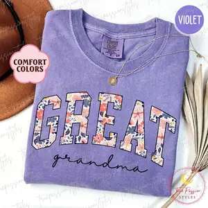 Floral Great Grandma Comfort Colors Shirt, Great Mothers Day Gift For Great, Grandmother To Be