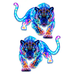 2PCS Neon Patterned Leopard PVC Vinyl Car Decals Stickers Waterproof Self-Adhesive Decals for Cars, Laptops, Trucks, Motorcycles Wall Window Luggage Scratch Cover Door Decor Sticker