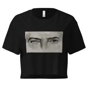 David Bowie Women's Crop Top Cotton Crewneck Relaxed Fit Ribbed Neckline Dropped Shoulders Spring Wear Original Design