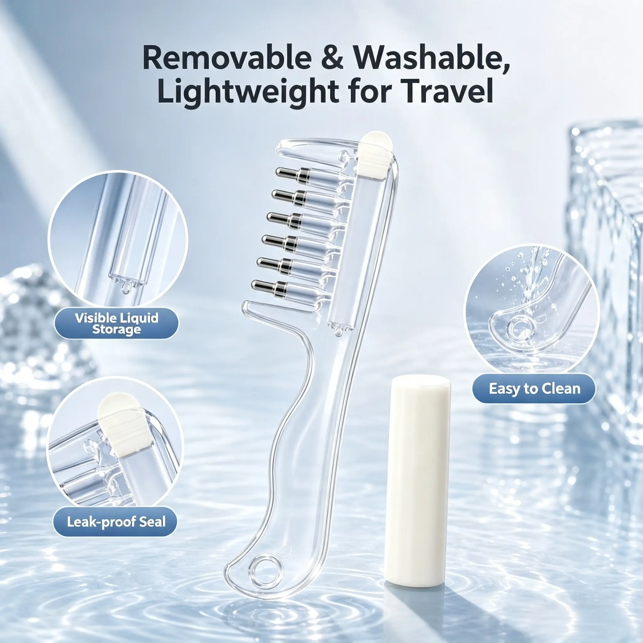 【Back to School】Scalp Liquid Applicator Comb, Refillable Hair Root Oil Massage Comb, Practical Hair Care Treatment Tool for Even Essential Oil & Serum Distribution, Portable Liquid‑Filled Hair Comb for Home‑Use Hair Nourishing Care-MM1