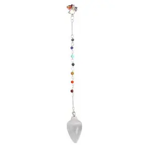 Selenite 7 Chakra Pendulum — Crystal Dowsing Tool for Full Alignment