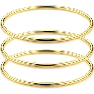 Jstyle Stainless Steel 3mm Bangles for Women Bangle Set Stackable Glossy Thin Round Bangle Bracelet Daily