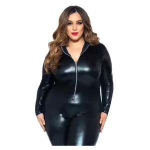 Leg Avenue Lame Zipper Front Cat Suit