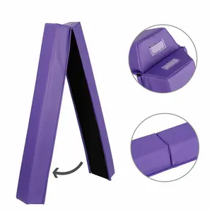 SUPERDEAL 6FT Folding Balance Beam Non Slip Rubber Base Gymnastics Beam Yoga Indoor Purple