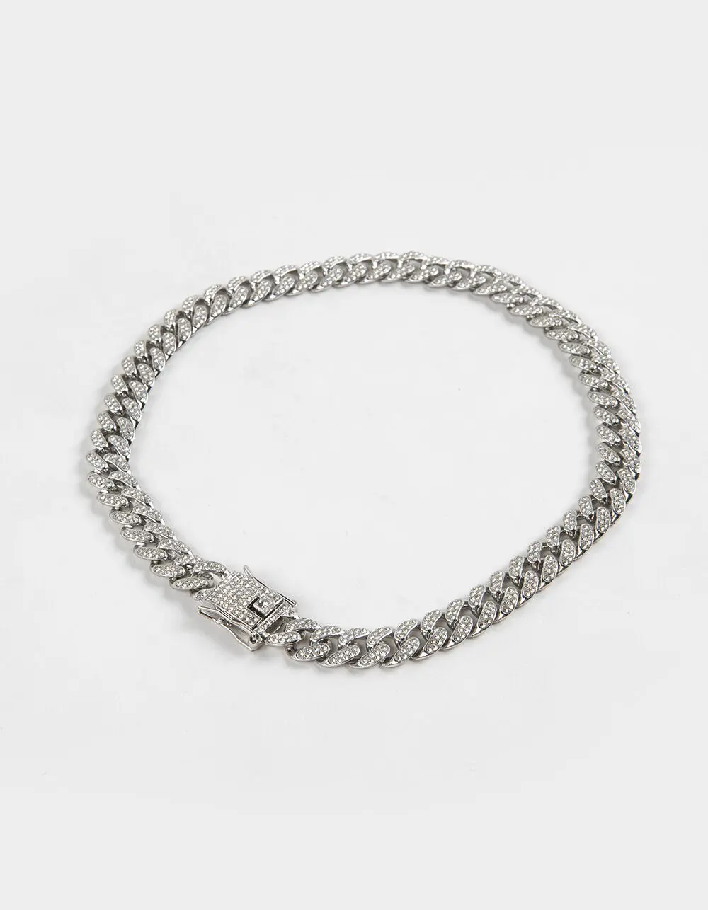 RSQ  Mens Iced Cuban Link Necklace, Silver
