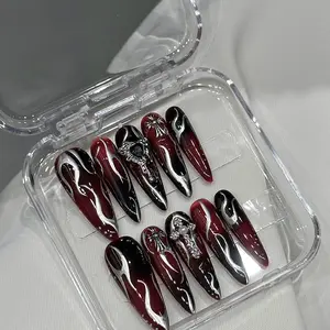 Dark Shadow Cross Pearl Blaze Press on Nail