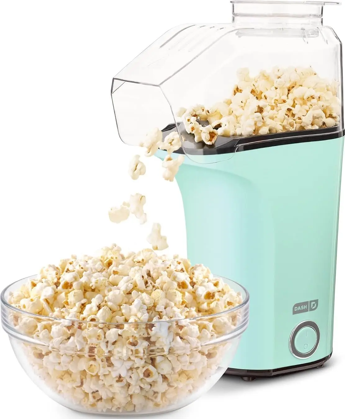 16 Cup Hot Air Popcorn Maker Electric Popcorn Machine Oil Free Healthy Air Popper with Built In Measuring Cup and Butter Melting Tray Quick Easy Snack Maker Machine for Home Movie Night Family Party Kids Aqua