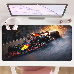 [Mouse Desk Pad] Non-Slip Mouse Pad Large Gaming Desk Accessory Gaming Mouse Pad With Rubber Base & Stitched Edge Red Bull Racing Flame Design Desk Top Protector Mat For Home & Office Holiday Gift