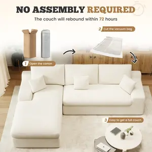 112" Modular Sectional Sofa for Living Room, Convertible L-Shape Couch with Ottoman,Cloud Boneless Couch with Layered Cushion
