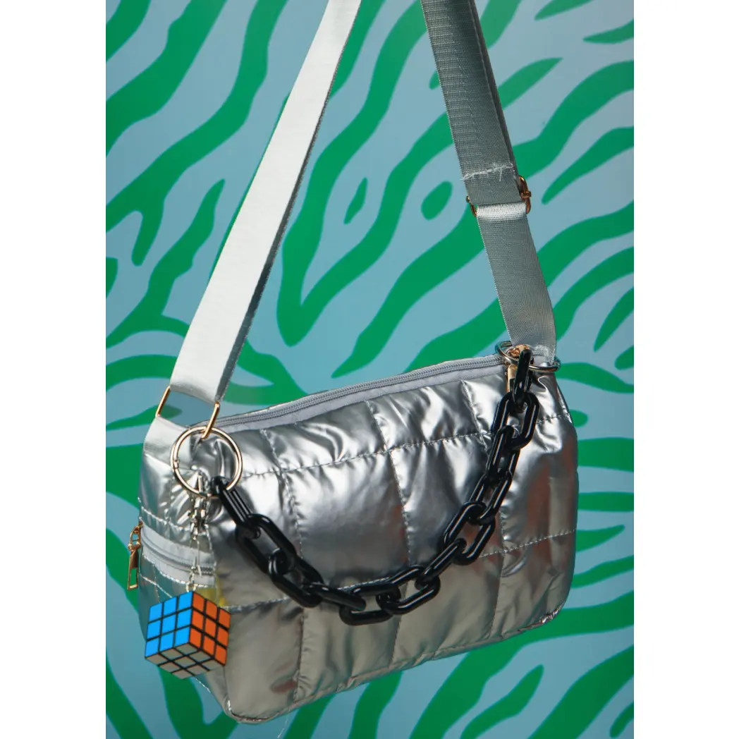 Cube Crush Mini Bag in Silver