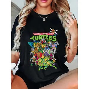 🎉 100% Cotton Unisex Teenage Mutant Ninja Turtles Large Character Group T-Shirt T-Shirt