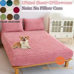 Pure Color Velvet Bed Skirt Set, Breathable and Skin-Friendly, Multiple Colors and Sizes, Wrinkle-Resistant, Full Size/king/queen