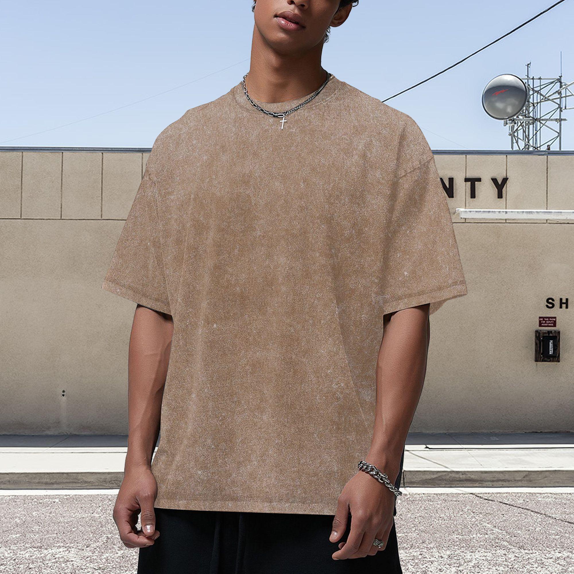 Men’s 4 Pack Oversized Gym T Shirts 100% Cotton Heavyweight Vintage Acid Wash Workout Baggy Tees