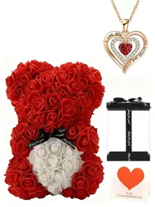 Gemstone Heart Necklace Set, Valentine's Day Gift for Girlfriend, Mother's Day Present, Christmas Gift with Box and Card