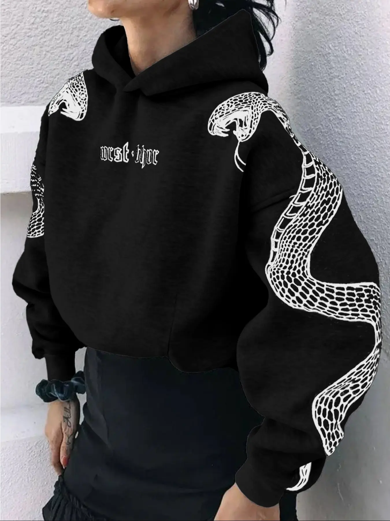 Y2K Street Snake Like Letter Printed Autumn/Winter Fashion Hoodie