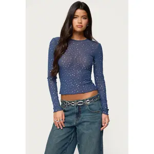 Anari Rhinestone Mesh Top
